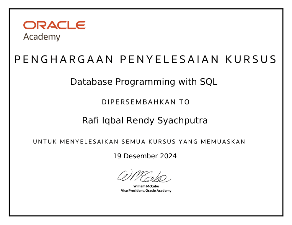 Database Progaming With SQL